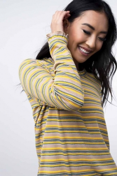 Ruffle Neck Multicolor Top